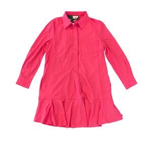 NWT Tuckernuk Hot Pink Crepe Callahan Shirt Dress - SIZE S